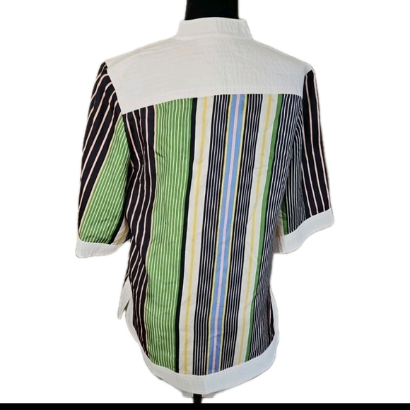 Tory Burch Womens Field Day Stripe Silk Tunic Multicolor Designer Blouse 10 - Picture 5 of 16